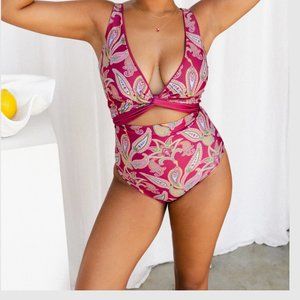 Baiia Reversible Bikini Bottoms (Sangria Pink/Paisley) (size US 8)